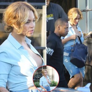 Beyonce s**y with “no bra” outfit on the street with Jay-Z