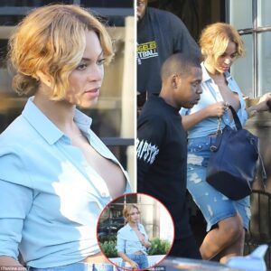 Beyonce s**y with “no bra” outfit on the street with Jay-Z