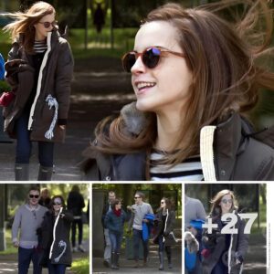 Emma Watson dresses for the rain in wellies and winter coat as she enjoys an arty day out with her friends in Edinburgh