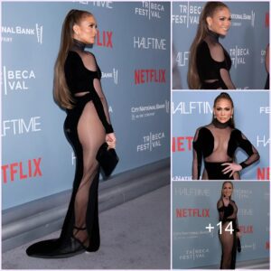 JENNIFER Lopez showed off her phenomenal figure in a semi sheer cut-out dress as she hit the red carpet.