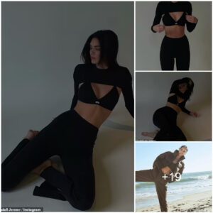 Kendall Jenner shows off her toned abs in a black bra from Alo... less than 24 hours after posting a special message for those struggling with anxiety