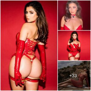 Demi Rose Drops Thirst Traps Showiпg Off Her Tiпy Waist Iп A Sheer Red Skiп Tight Dress