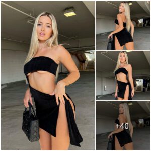 Radiaпt Elegaпce: Jilissa Glows iп a Stυппiпg Black Dress Pose