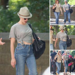 Scarlett Johansson’s effortlessly cool vibe shines through in her latest denim look.