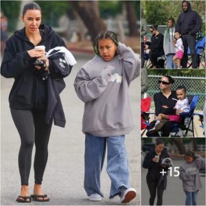 Kim Kardashian Cuts A Very Casual Figure In A Zip-up Hoodie While Taking Her Daughter North, Chicago And Son Saint To A Soccer Game In Los Angeles