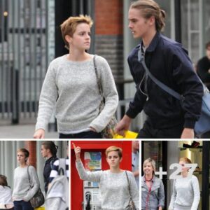 Not so wizard: Newly cropped Emma Watson looks dowdy as she shops with model brother