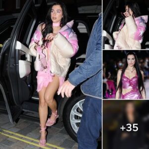 Dua Lipa shows off her leggy figure in a very revealing candy pink frock and stiletto heels as she enjoys a night out at London hotspot Chiltern Firehouse