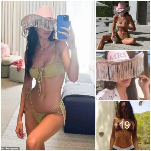 👙 Kendall Jenner Flaunts her 24-inch Waistline in a Stylish Skimpy Bikini, Completing the Look with a Personalized Cowgirl Hat at a Friend's Bridal Shower