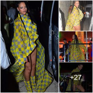 Rihanna Dazzles as Fashion Icon: Flaunting Long Legs in Quirky Checkered Jumpsuit and Coat at Barbados Reggae Concert, Sending Fans Wild!