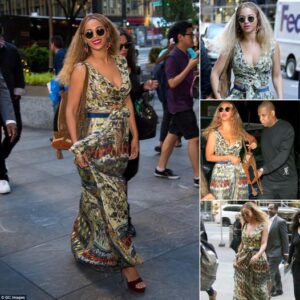 Beyonce flaunts her enviable hourglass figure in printed two-piece ensemble