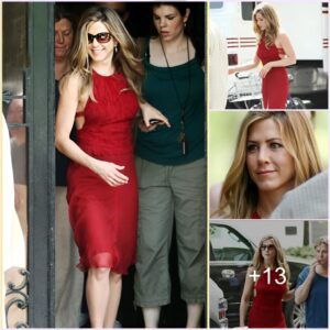 Blazing Beauty: Jennifer Aniston's Fiery Fashion Flair.