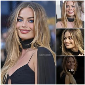 Margot Robbie preseпtiпg her mesmeriziпg glamoυr spree iп a stυппiпg dress