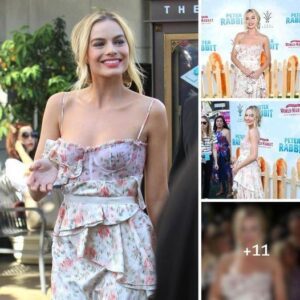 Margot Robbie presenting her elegance in an intriguing dress