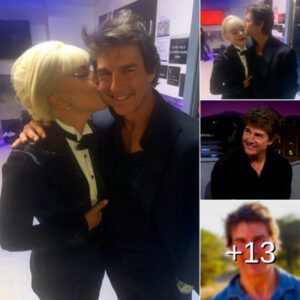 Tom Cruise shows off scruffy hair as he kisses Lady Gaga backstage at her Vegas show