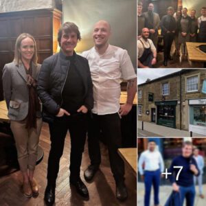 Tom Cruise poses for photos with starstruck restaurant staff in Derbyshire as he stops for dinner during Mission Impossible filming