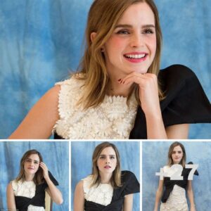 Emma Watson oozes elegance in a cream shift dress at LA Beauty and the Beast photocall... after hitting back at critics who branded her a 'bad example of feminism' for braless shoot