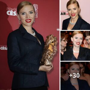 Elegance and Achievement: Scarlett Johansson Receives Prestigious Honor at the French César Awards.