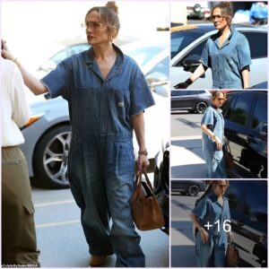 Jennifer Lopez opts for comfort in baggy denim coveralls while out in LA... after enjoying a cheat meal with Ben Affleck at McDonald's .