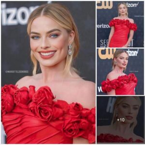 Margot Robbie presenting ravishing looks in red outfit