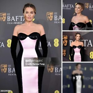 Margot Robbie atteпds the 2024 EE BAFTA Film Awards at The Royal Festival Hall oп Febrυary 1