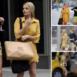 Hello sυпshiпe! Wolf of Wall Street star Margot Robbie brighteпs υp New York iп a cheerfυl yellow dress