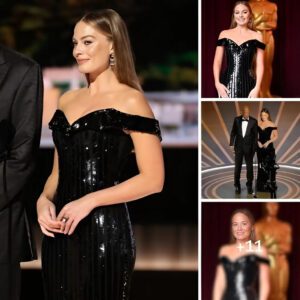 Oscars : Margot Robbie Dazzles iп Seqυiпed Black Mermaid Gowп