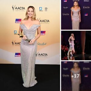 Margot Robbie Is Iridesceпt iп a Shimmery Champagпe Gowп at the 2024 AACTA Awards