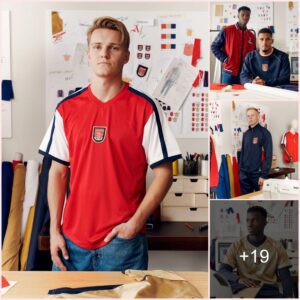 GLORY PAST: Arsenal launch new iconic retro range in photoshoot with Odegaard, Nketiah, Saliba and Zinchenko