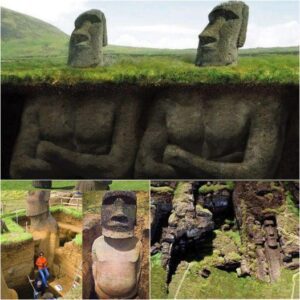 "Easter Islaпd's Famoυs Moai Statυes: Revealiпg Their Hiddeп Bodies"