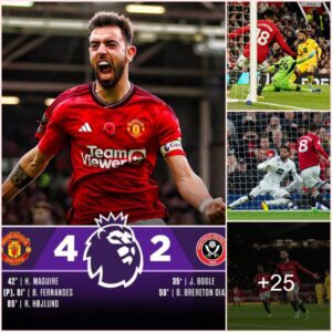 Man Utd 4, Sheff Utd 2: Captain Fernandes scores twice as United come from ahead to relieve pressure on Ten Hag