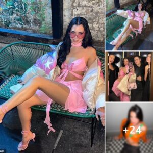 Dua Lipa showcases her toned physique in pink butterfly bra top and mini skirt for a slew of sizzling snaps