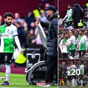 Mo Salah was held back by teammates following an intense touchline row with Jurgen Klopp before coming on at West Ham