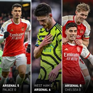 Arsenal are the first team in English football history to win three London derby matches by 5+ goals in a single season. Mikel Arteta’s side setting new records. 📝