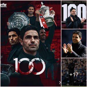 Mikel Arteta becomes the fastest manager in Arsenal’s history to win 100 Premier League games.