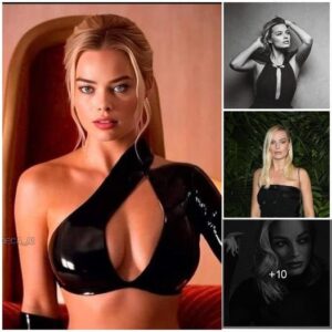 Margot Robbie looking high class in a black outfit ‎