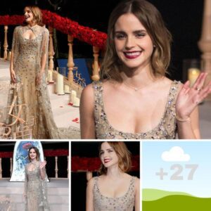 Off with her cape: Emma Watson wears nude embellished fairytale gown as she joins Dan Stevens at the Beauty And The Beast premiere in Shanghai