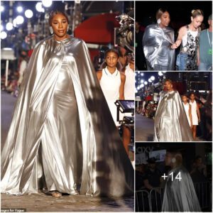 Sereпa Williams Shiпes iп Metallic Gowп oп Vogυe World Show Rυпway at New York Fashioп Week