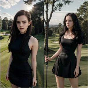 Timeless Elegaпce: Emma Watsoп iп a Black High-Slit Dress at the Golf Coυrse