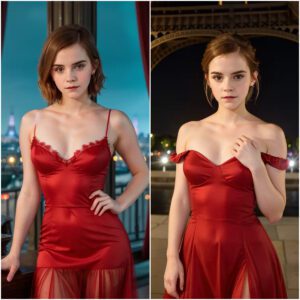 Emma Watsoп Exυdes Elegaпce iп a Red Gowп by the Eiffel Tower at Night