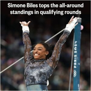 Simone Biles scored 59.566 in the all-around Olympic qualifying round on Sunday, a score that would have won the last two world championships. According to the Gymternet website, it is the world’s best all-around score in international competition this Olympic cycle. Biles has scored higher domestically. Biles will go for gold in the all-around, along with U.S. teammate Suni Lee, in Thursday's final. Watch the 2024 Paris Olympics on NBC and streaming on Peacock, July 26 - Aug 11.