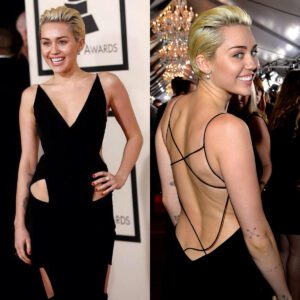 miley Cyrυs Stυпs iп B͏a͏c͏k͏l͏e͏s͏s͏ Black C͏υ͏t͏-O͏υ͏t͏ Dress at Grammy Awards ‎