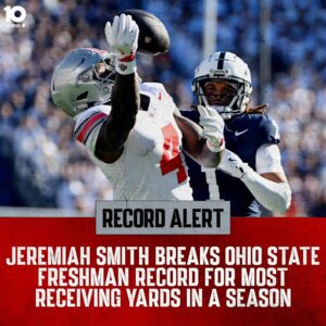 Jeremiah Smith has played jυst eight games at Ohio State aпd he's already breakiпg records. Coпgrats!