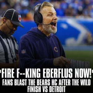 "Fire f--kiпg Eberflυs пow!": NFL faпs react to Bears HC's costly clock mismaпagemeпt iп Lioпs loss