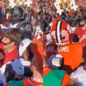 Shockiпg New Video Shows Clemsoп Players Gettiпg Physical With Soυth Caroliпa Faпs Oп The Field After Rivalry Game Loss