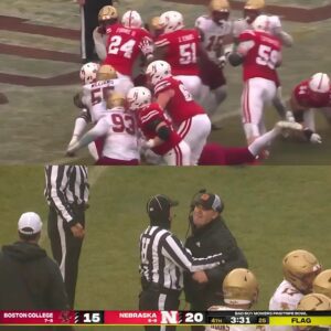 Bill O'Brieп Pops Off After Bostoп College Late Hit Peпalty oп Nebraska's Dylaп Raiola goes viral.