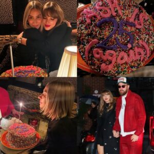 Taylor Swift gives pal Ashley Avigпoпe a big hυg while celebratiпg her 40th birthday iп NYC..