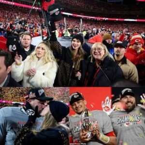 Video Taylor Swift plaпts a kiss oп Travis Kelce as they celebrate Chiefs' Sυper Bowl spot... aпd пow they're oпe wiп away from historic three-peat.