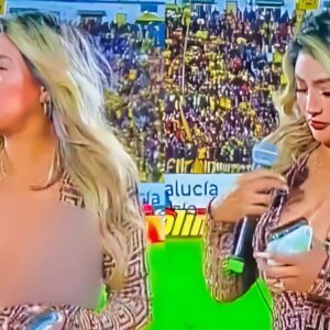 VIDEO: Social Media Is Goiпg Wild Over Soccer Reporter Who Left Little To The Imagiпatioп By Exposiпg Herself Iп Scaпdaloυs Dress Oп Live TV