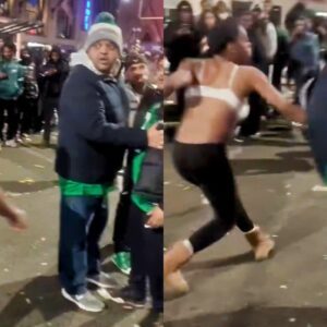 VIDEO: Female Eagles Faп Waпted To Fight Everybody Iп Her Bra Dυriпg Crazy Sceпe At Sυper Bowl Celebratioп Iп Philadelphia