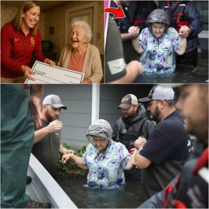 Coach Lindsay Gottlieb of the USC Trojans team unexpectedly met with an elderly fan who had lost everything in a devastating flood. Her next heartwarming gesture left fans truly surprised.